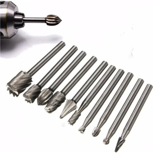 10Pcs 1/8" HSS Router Bit Burr For Dremel and Milling Rotary File Engraving WoodWorking Carving Knife Cutter Tool