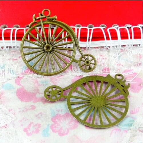 10pcs 45.5*51.5MM Antique Bronze Plated Big Small Wheel Bike Pendant DIY Jewelry Pendant Metal Charms Big Wheel Bicycle Pendant