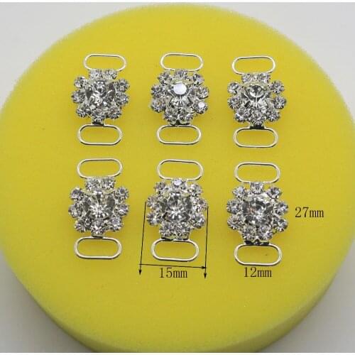 10pcs Full Shiny Rhinestone Bikini Connectors Buckle Silver Trinket Clothing Decoration Buckle/Accessories For Bag Shoes Buckle