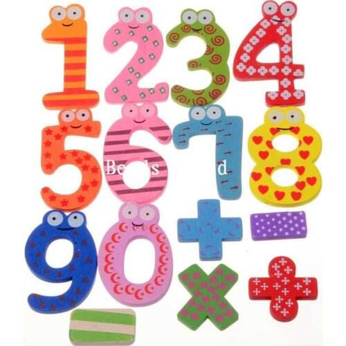15 Pcs Number "1-9" Number Wooden Fridge Magnet Education Learn Cute Kids Toy Home Decoration 19-60mm (W04461 X 1)