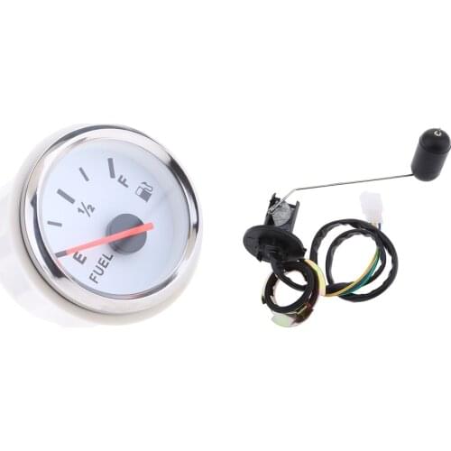 2 inch 52mm Marine Electric Dash Mounted Fuel Lever Gauge & Sensor - E-1/2-F Indicating Range (33 to 240 Ohms)
