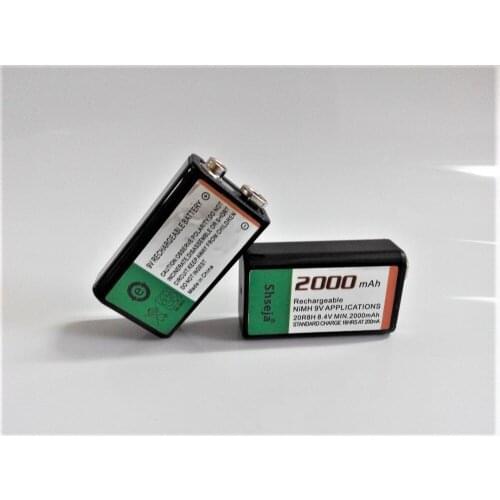 2pcs/lot SHSEJA 2000mAh 9V rechargeable battery 9V NiMH battery for metal detection instrumentation free shipping