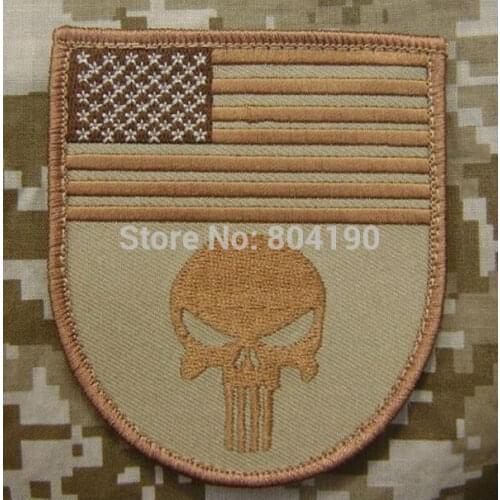 3.5" Vintage PUNISHER SKULL USA FLAG SHIELD US PATCH TV MOVIE DESERT BADGE Dropship clothes