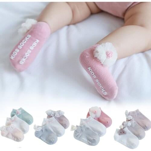3Pairs/Lot Baby Socks Spring Summer Newborn Cartoon Pattern Accessories Infant Girls Breathable Soft Non-Slip Floor Anklet 2021