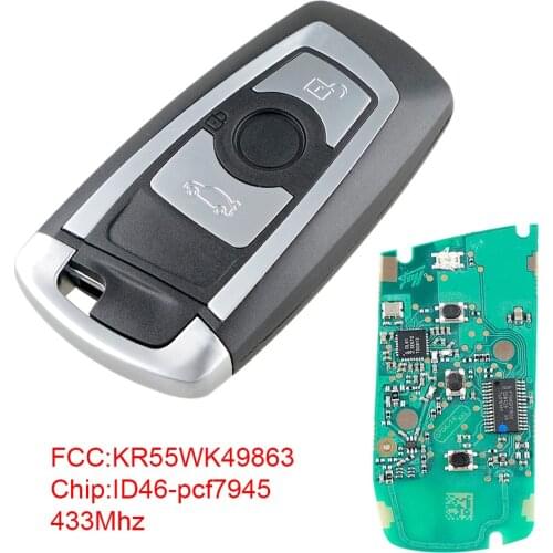 433Mhz Smart Car Remote Key Keyless KR55WK49863 Auto Car black Key Replacement Fit for BMW-CAS4 System Germany Cars Vehicles