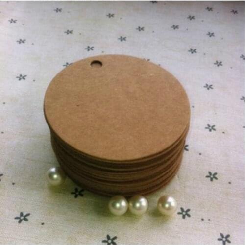5.5cm Vintage Style White Black Kraft Paper Round Small Label Clothing Accessories Decoration Brown Tag With Hemp Rope 400pc/lot