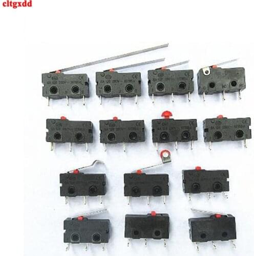 5pcs Mini Micro Limit Switch NO NC 3 Pins PCB Terminals SPDT 5A 125V 250V Roller Arc lever Snap Action Push Micro Switch