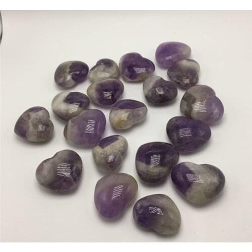 5pcs drop shipping Natural dream amethyst Crystal gemstone heart reiki healing chakra chevron crystal gemstone heart as gift