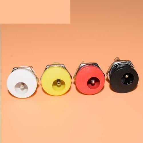 8pcs Red Yellow Black White DC Jack socket 5.5*2.1mm DC power jack DC power outlet dc socket panel