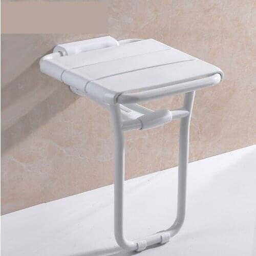 8905 PVC Plastic Wall Mounted Bath Stool Stainless Steel Bathroom Wall Foldable Bench Folding Shower Chair Shower Folding Seat