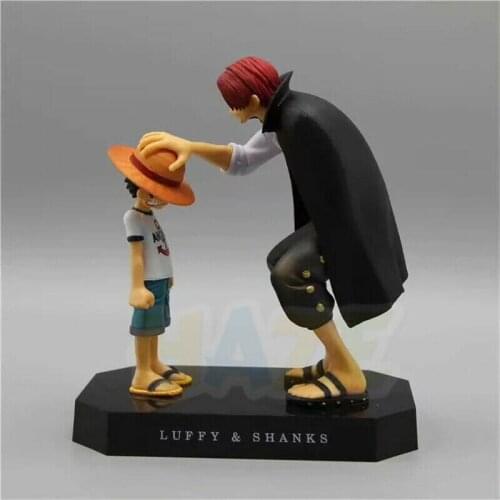Anime Luffy& Shanks Cosplay Straw Hat Figure Model Toy Collection 6.6"
