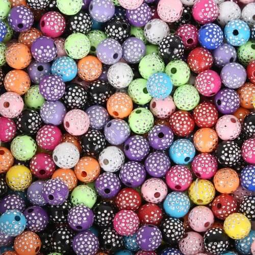 100Pcs/lot 8mm Shinning Acrylic Beads Loose Spacer Beads For Jewelry Making DIY Bracelet Necklace Accessories
