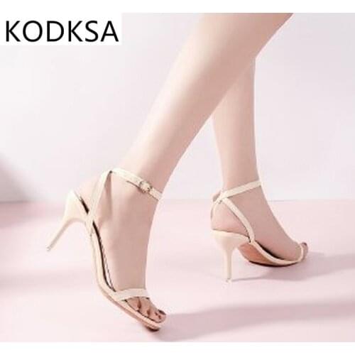 Stiletto High Heels 2021 Spring Models All-match Summer Black Nude Color Buckle Sandals Female Tide Fairy Style shoes high heels
