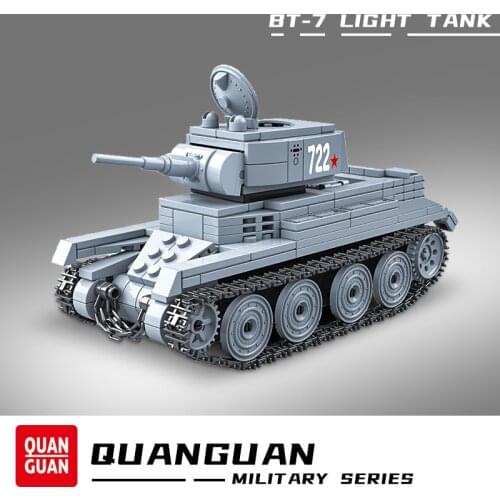 WW2 Light Tank Block Soviet BT-7 Building Blocks Brick Model Russian Army Battle Military World War 2 Toys Gifts For Kids Boys