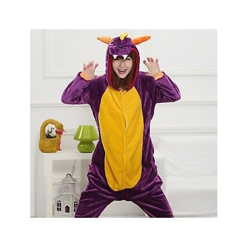 Polar Fleece Purple Dinosaur Animal Onesie Pajamas Sleepwear For Unisex