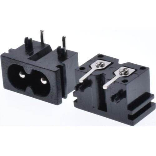 IEC 60320 C8 AC Power Socket inlet split panel and 2 pin PCB Mount 10pcs