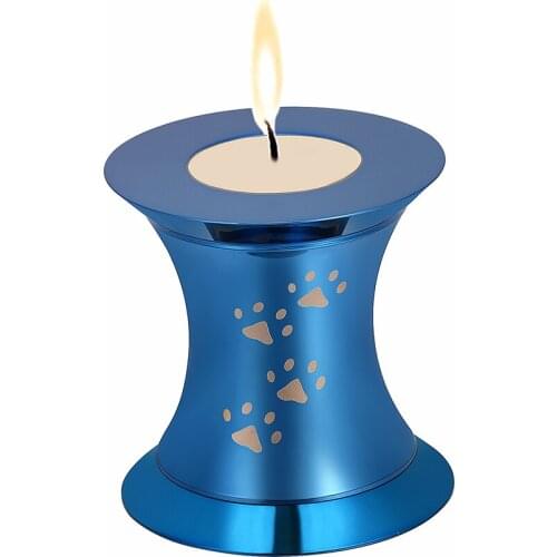 IJU049 Stainless Steel Engraved Keepsake Cremation Candle Holder for Ashes Urn Funeral Casket for Memorial Urn