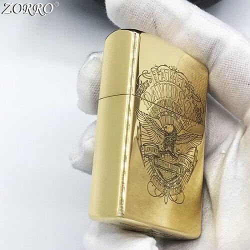 Zorro Kerosene Lighter Pure Copper Brass Fine Carving Classic Eagle Pattern Gasoline Lighter Business Gift Outside Tool