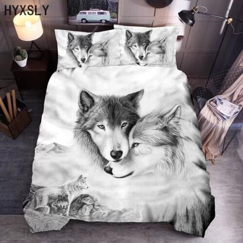 Wolf Cute Couple Animal Bedding Set Printing Kids Adult Lovely Gift Luxury Duvet Cover Sets Comforter Bed Linen Queen King Size