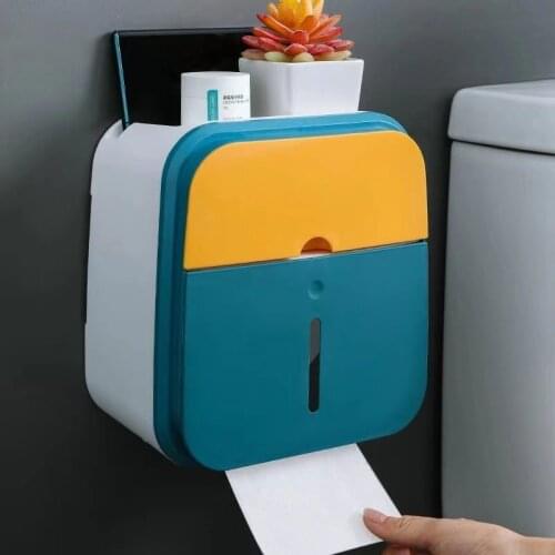 Toilet tissue box toilet tissue shelf wall mounted suction box without perforation creative waterproof tissue storage box