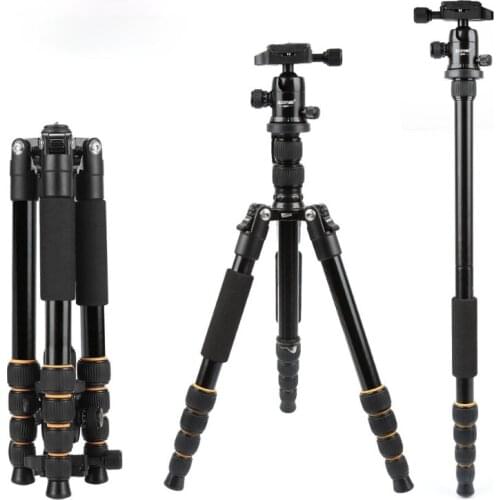 Lightweight Portable Q666 Professional Travel Camera Tripod tripode aluminum tripod Head Monopod for digital DSLR camera