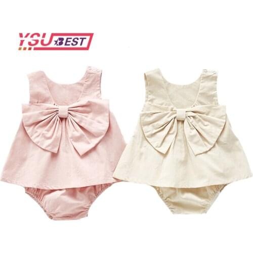 Summer Newborn Set Female Baby Suit Infant Big Bow Sleeveless Vest Top + Pants Two Piece Set Baby Girl Clothes Princess Clothes