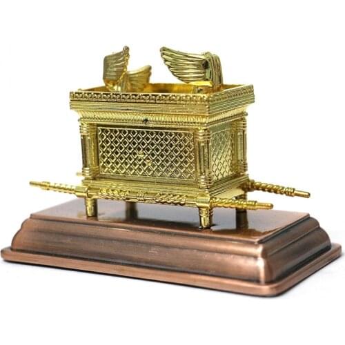 Matte Gold Holy Ark of The Covenant Religious Decorative Figurine Trinket Box Collectible Judaic Israel Historic Model Replica