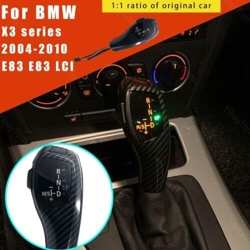 Modified Pre-facelift Accessories Car-styling Black Led Gear Shift Knob Carbon Fiber Pattern LHD for BMW X3 E83 LCI 2004-2010