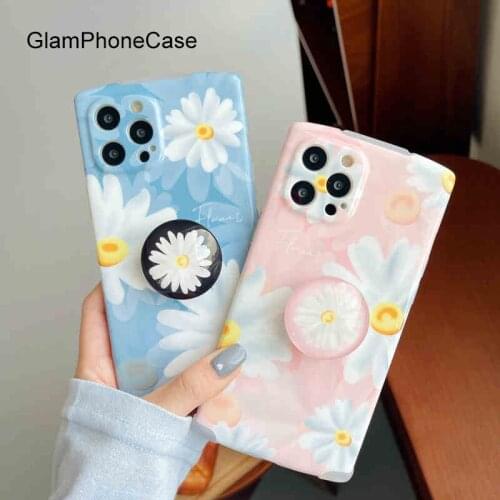 GlamPhoneCase Daisy bracket Phone Case For iPhone12Pro/max 11Pro/Max XS Max XR Soft Silicone Cover For iPhone11 7 8Plus Case