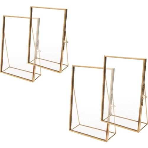 Set of 4, Modern Desk Glass Photo Frame for Displaying Artwork Certificate Picture Pressed Item Flower