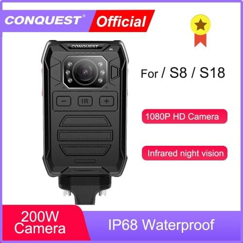 CONQUEST P81 Body Worn Camera HD 1080P DVR Video Security Cam IR Night Vision Wearable Mini Camcorders police camera For S8 S19