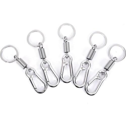 Outdoor Stainless Steel Spring Buckle Carabiner Keychain Waist Belt Clip Anti-lost Buckle Hanging Retractable Keyring Bag Charm