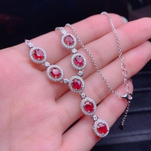 Nutural Ruby 925 Silver Pendant Necklace Luxury Noble Jewelry Designers Y Shape Valentine Hyperbole Wedding Gifts Embellished