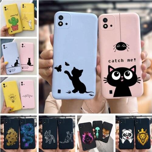 Shockproof Case for Realme C20 C11 2021 Cases Bumper Phone Back Cover for RealmeC20 C 20 RMX3063 Fundas Cartoon Cats Cactus 6.5"