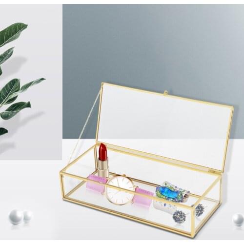 Vanity Transparent Jewelry Storage Box Showcase Holder Geometric Terrarium for