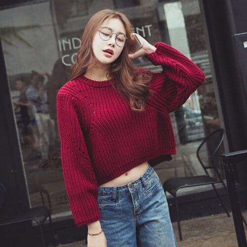 Pullover Cotton O-neck Full Sale Sweater Women 2018 New Pattern Autumn And Winter Korean Sweater Loose Coat Rendering Knitting