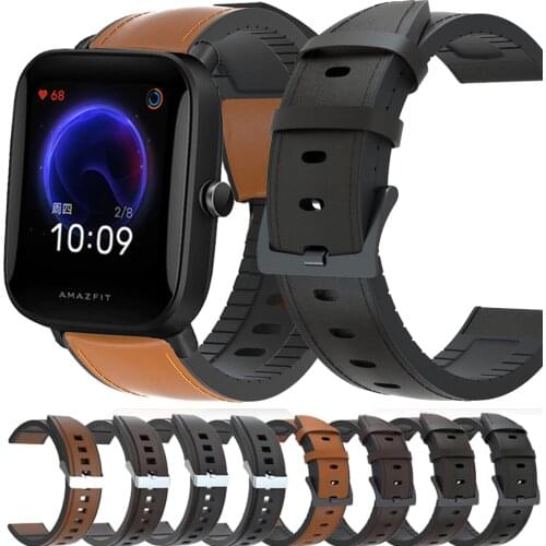 For Huami Amazfit Bip U Pro GTS 2 mini 2e Strap Genuine Leather Band Silicone Bracelet Watchbands 20mm Watch Strap bip ремешок