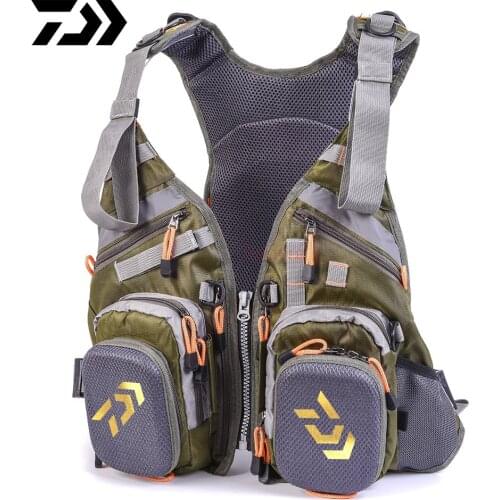 2021 New DAIWA Fishing Vest Mens Outdoor Universal Size Multi-function Adjustable Mesh Vest Multi-pocket Fishing Vest