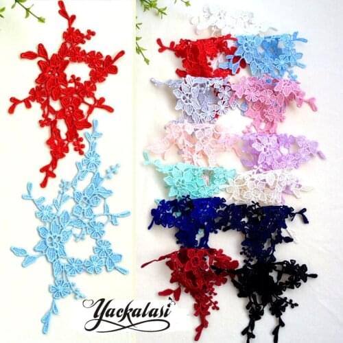 YACKALASI 3D Floral appliqued Red bridal lace applique dairy white wedding dress ivory 20CM*12CM