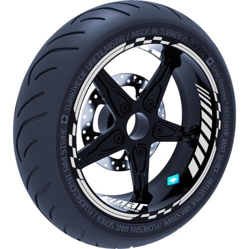 Reflective White [Grey] Moto GP Inner Outer Rim Rim Set Tape Wheel Stripes Decals Sticker CinarExtreme
