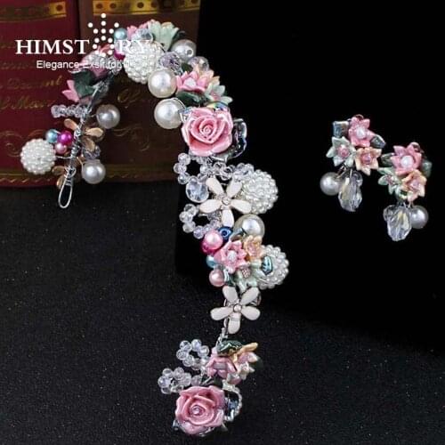 Himstory Spring New Colorful Charming Ceramic Flower Hairband Hair Jewelry Bridal Wedding Dress Party Holiday Headpiece
