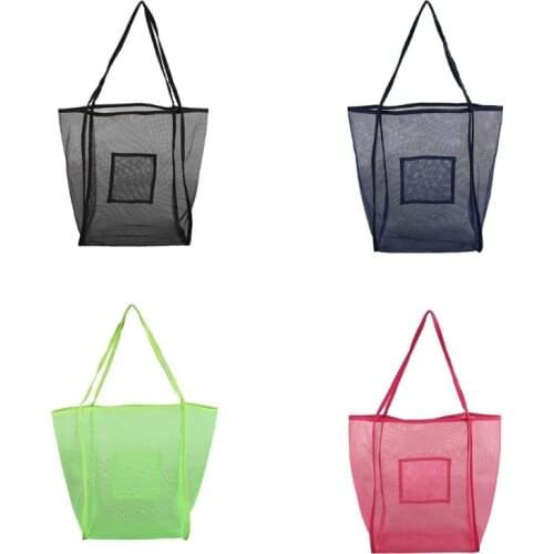 Women Mesh Beach Bag Large Capacity Handbag Tote Female Casual Travel Shouler Bag Toys Towel Clothes Holder Shopping Purse