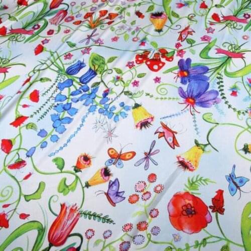 150cm printed fabric holiday dress scarf satin fabric Italian brand cheongsam polyester fabric material wholesale cloth