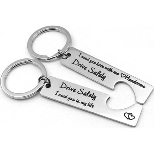 2 Pack Drive Safely Keychain I Need You Here With Me Gifts for Valentines Day For New Driver Boyfriend Girlfriend Husband Wife