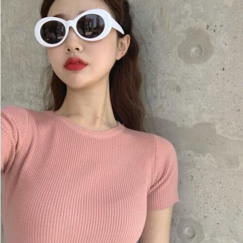 2020 Summer New Women Short Sleeve O-neck Solid Slim Knitted Sweaters Summer Casual T Shirt Sweater 10 Colors
