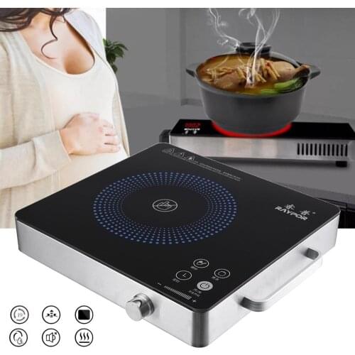 2200W 220V Electric Kitchen Induction Cooktop Burner Portable Ceramic Cooker Pot