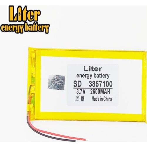 3.7V,2600mAH 3857100 polymer lithium ion / Li-ion battery for model aircraft,GPS,mp3,mp4,cell phone,speaker,bluetooth
