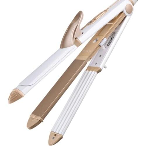 3 In 1 Ceramic Hair Straightener Curling Iron Corn Hair Curler Styling Comb Adjustable Temperature Electric Hair Iron Splint Rod