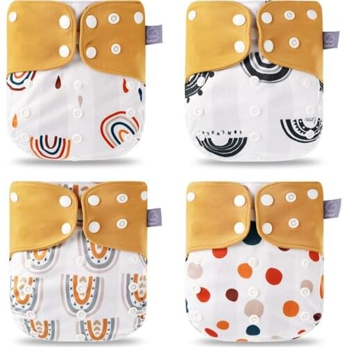 4pcs/1set Baby Nappy Coffee Fiber Reusable Diaper Baby Pocket Diapers Washable Eco-Friendly Cloth Diaper Ecological Adjustable