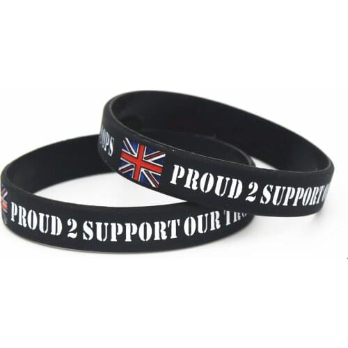 50PCS Proud 2 Support Our Troops Silicone Wristbands THE Britain A.B.F Soldiers Charity UK Silicone Bracelets &Bangles SH188